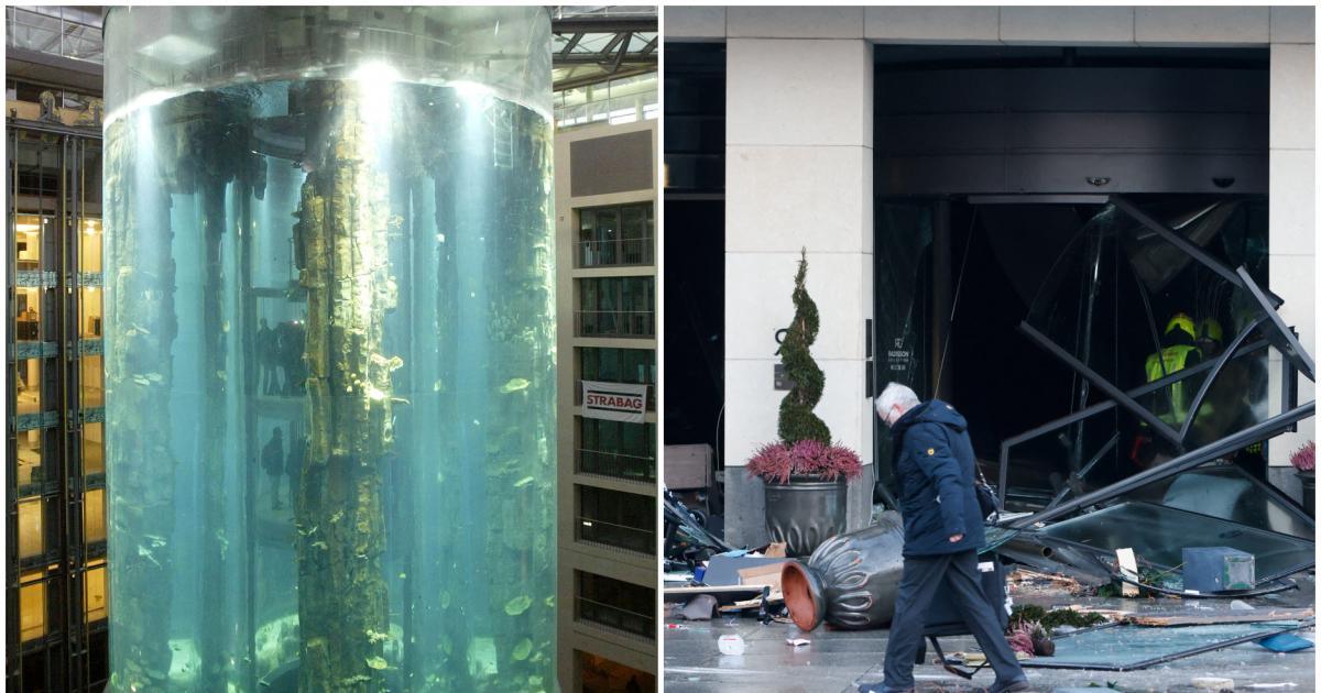 Dos heridos al reventar un enorme acuario de un millón de litros de agua en Berlín