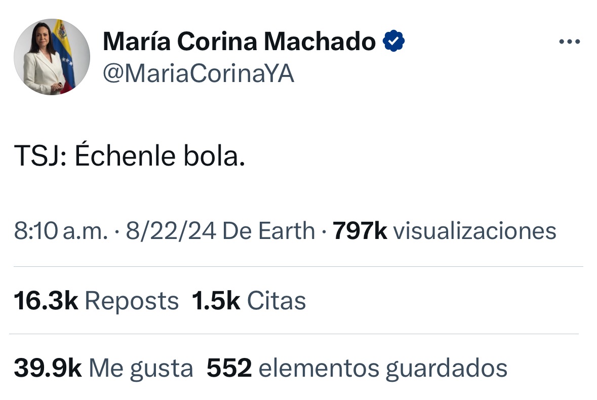 Maria Corina Machado reta al TSJ