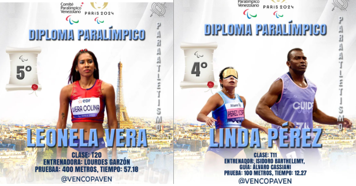 Dos diplomas más para Venezuela en Paralímpicos Paris 2024