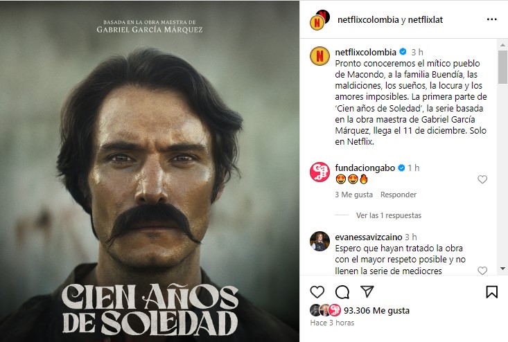 Adaptación de «Cien años de soledad», se estrenará el 11-Dic, en Netflix