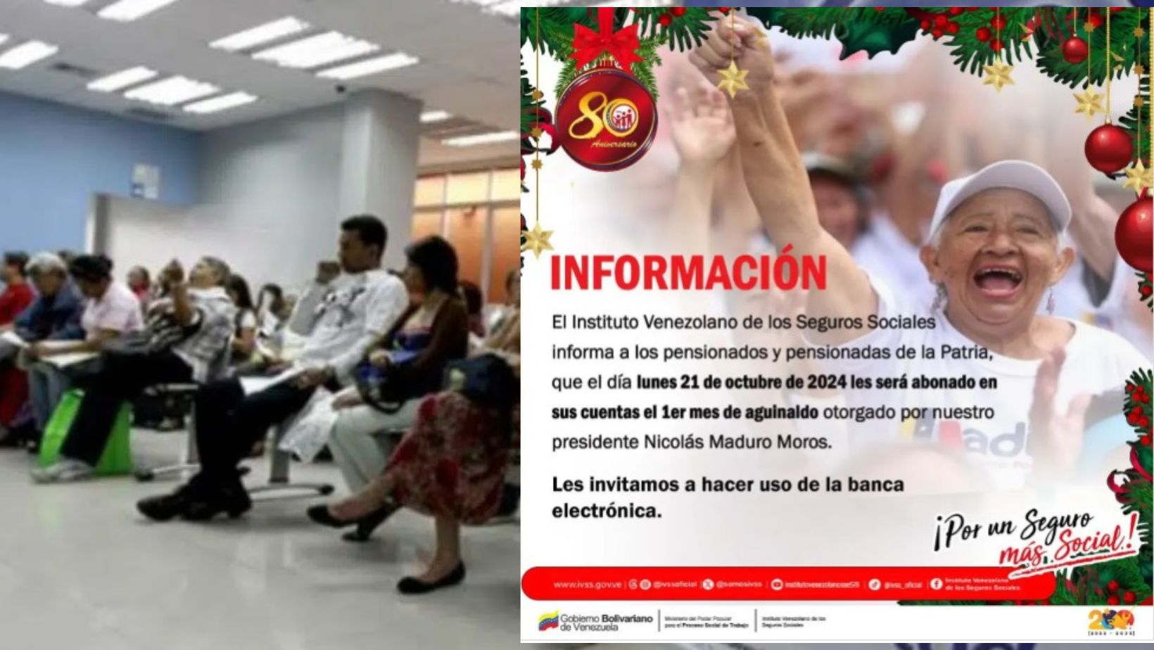 IVSS pagará pensión correspondiente al mes de noviembre y un mes de aguinaldos este lunes 21 de octubre